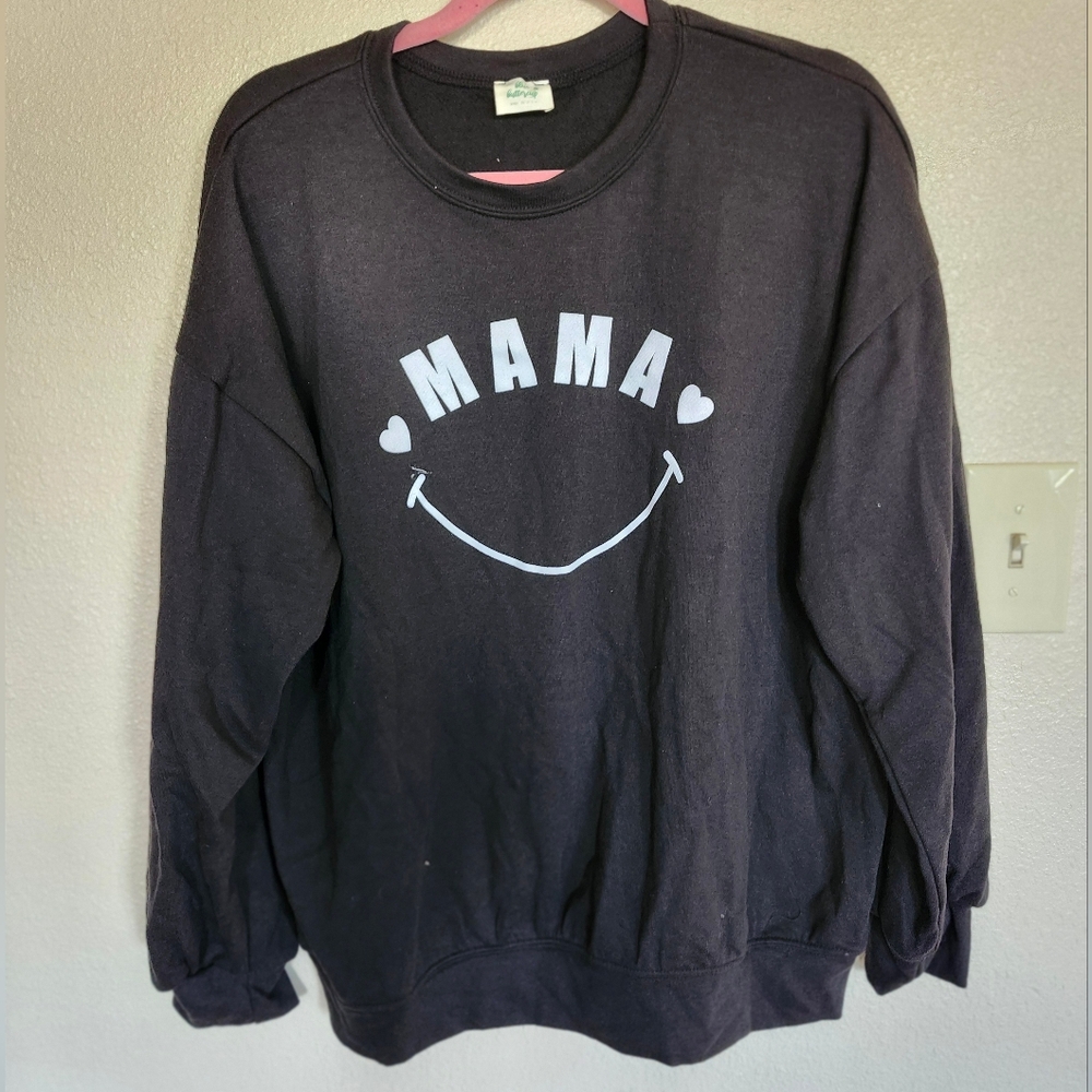 Blue Buttercup MAMA SMILEY HEART Graphic Sweatshirt